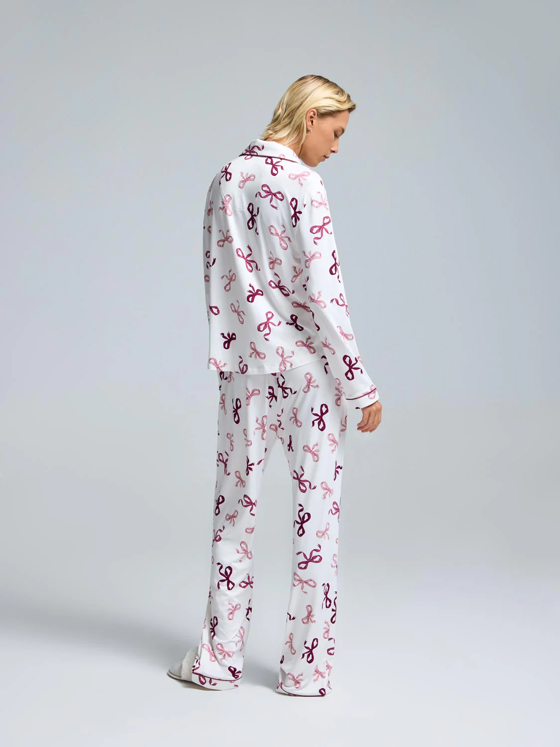 Bow Print Button-Down Pajama Set - Image 6