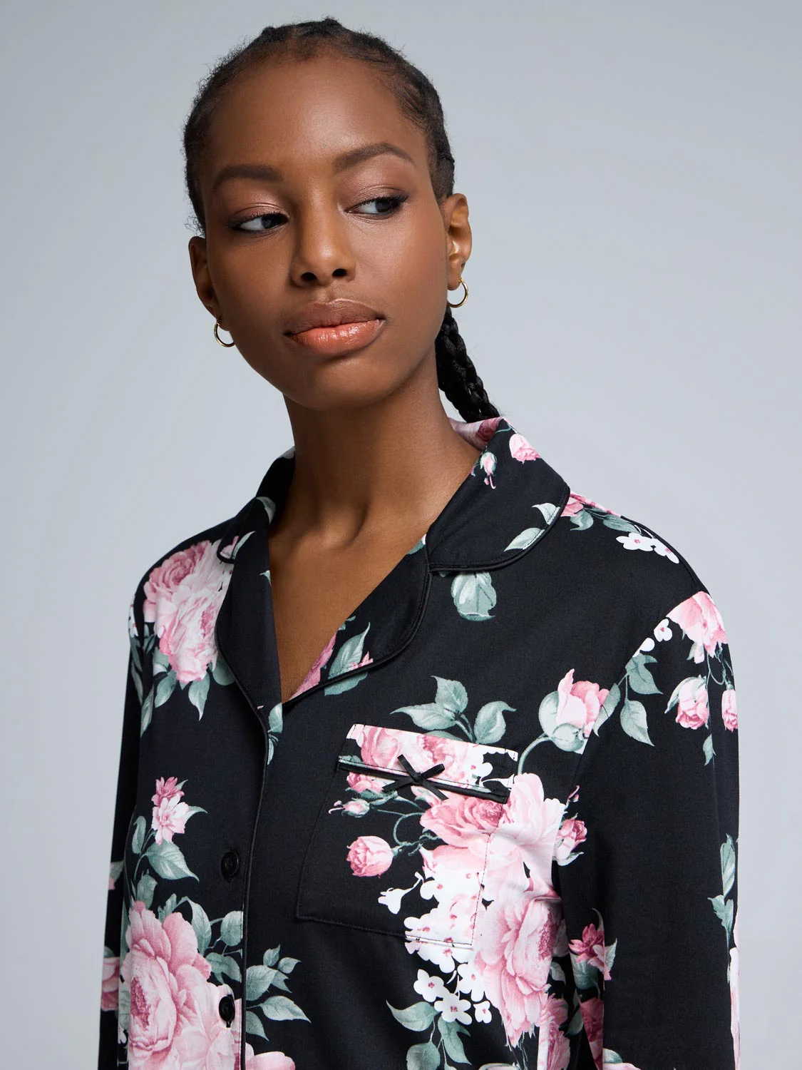 Floral Print Button-Down Pajama Set - Image 4