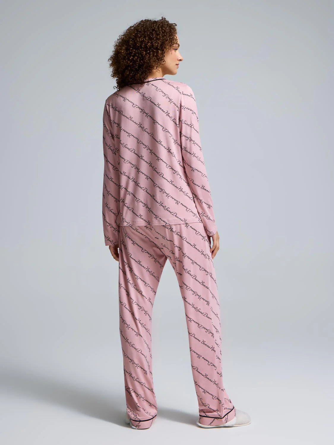 Printed Split Collar Pajama Set - Image 5