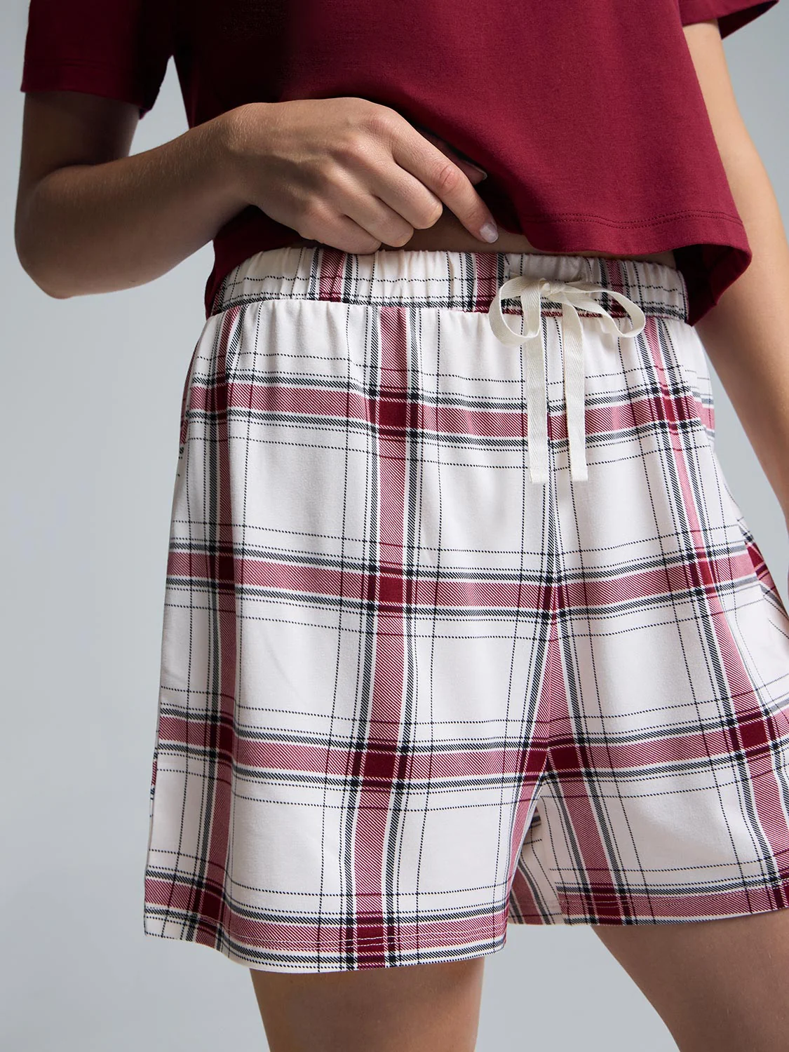Plaid Print Short Pajama Set - Image 2