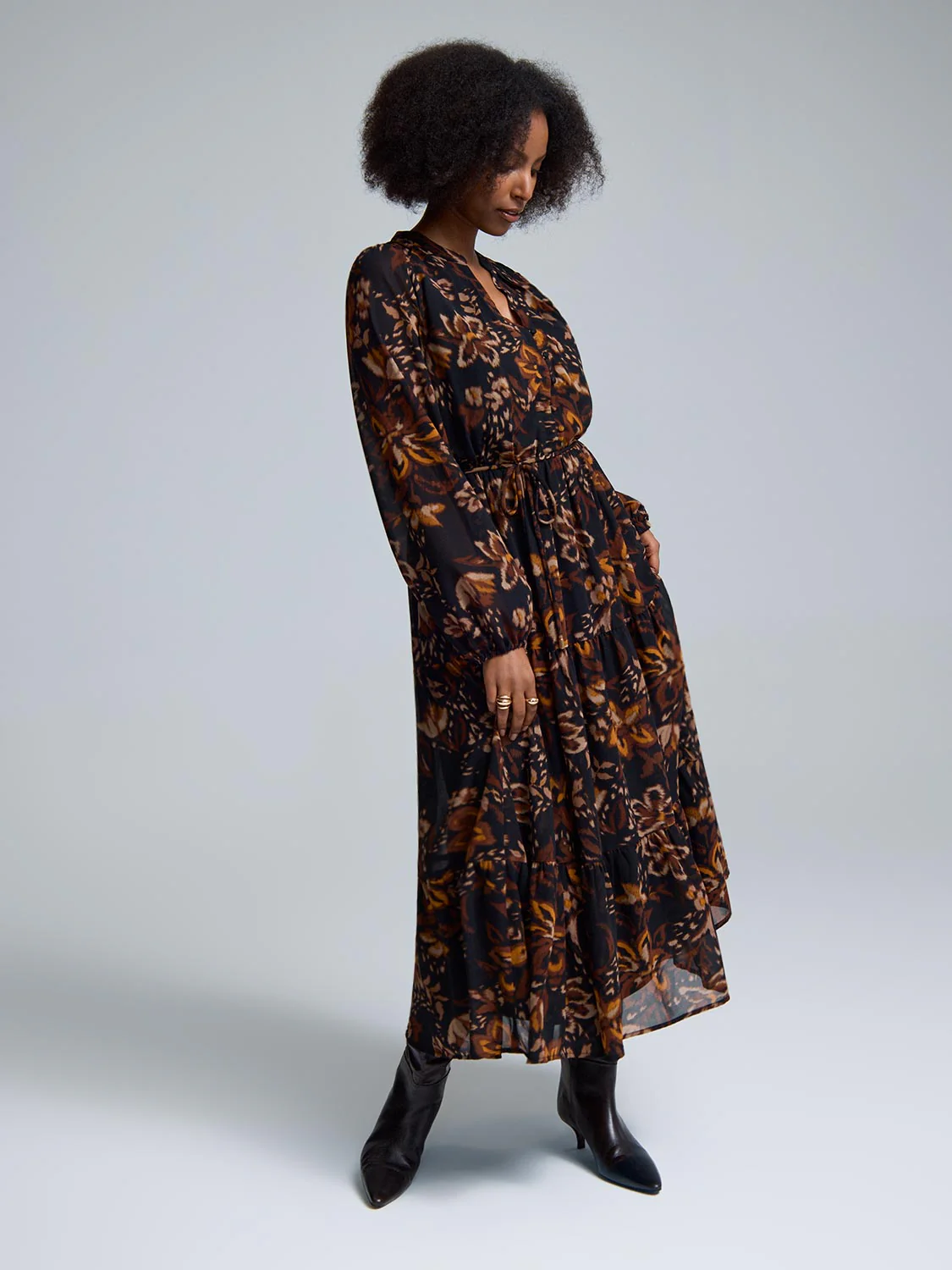 Floral Tiered Chiffon Maxi Dress - Image 2