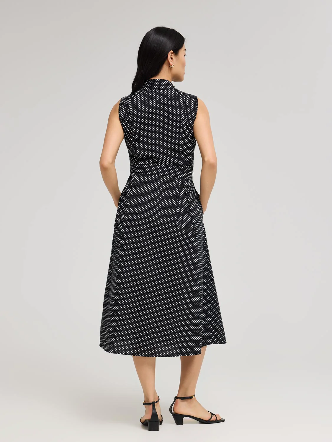 Polka Dot Cotton Midi Shirt Dress - Image 2