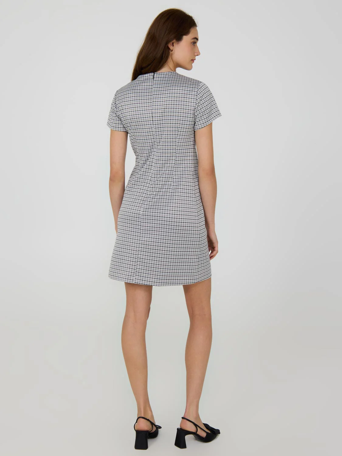 Houndstooth Short Sleeve Mini Dress - Image 2