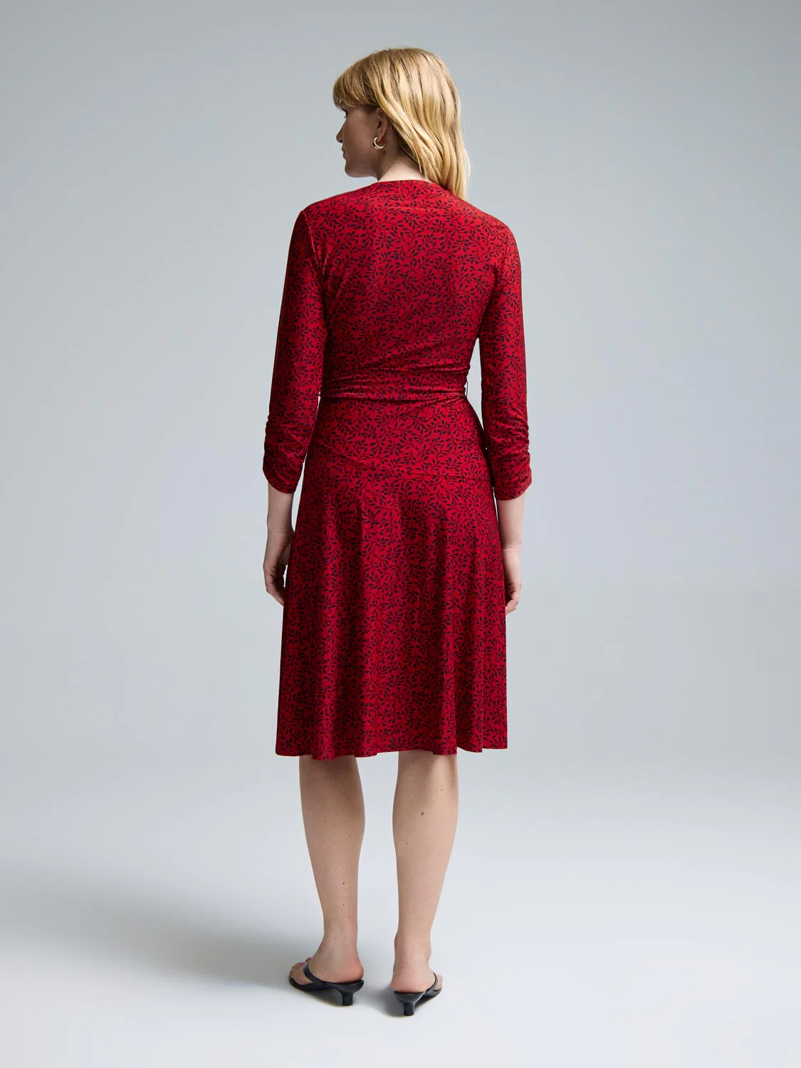 Leaf Print A-Line Midi Dress - Image 2