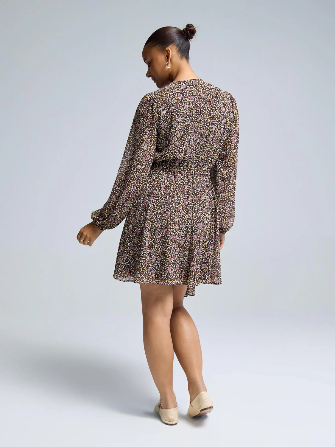 Ditsy Floral Fit & Flare Mini Chiffon Dress - Image 2