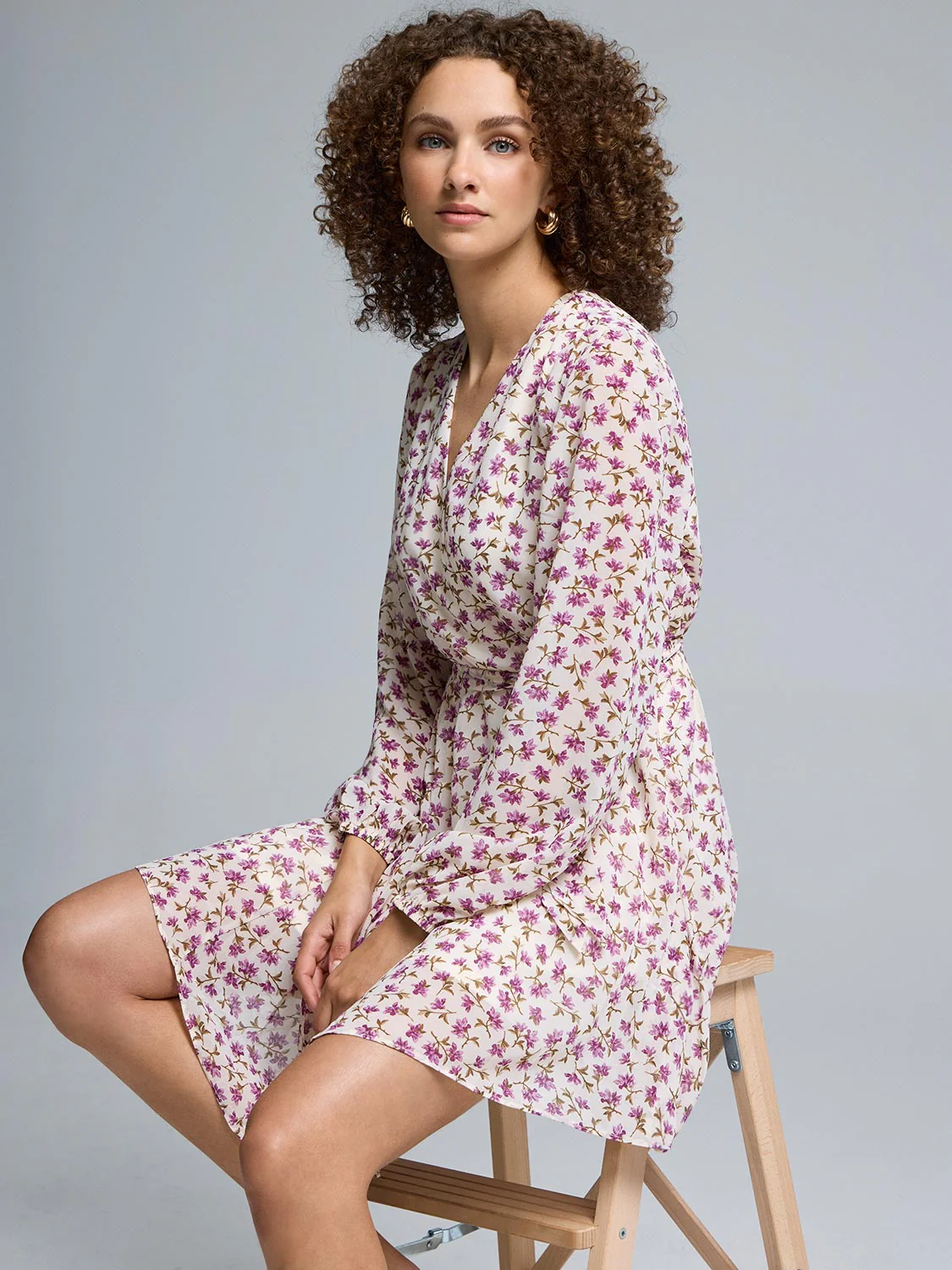 Floral Fit & Flare Mini Chiffon Dress - Image 4