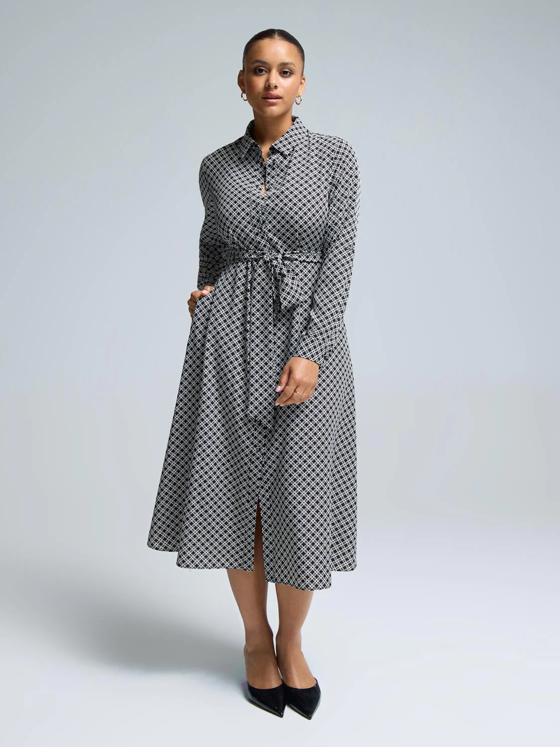 Geo Print Midi Shirt Dress - Image 3