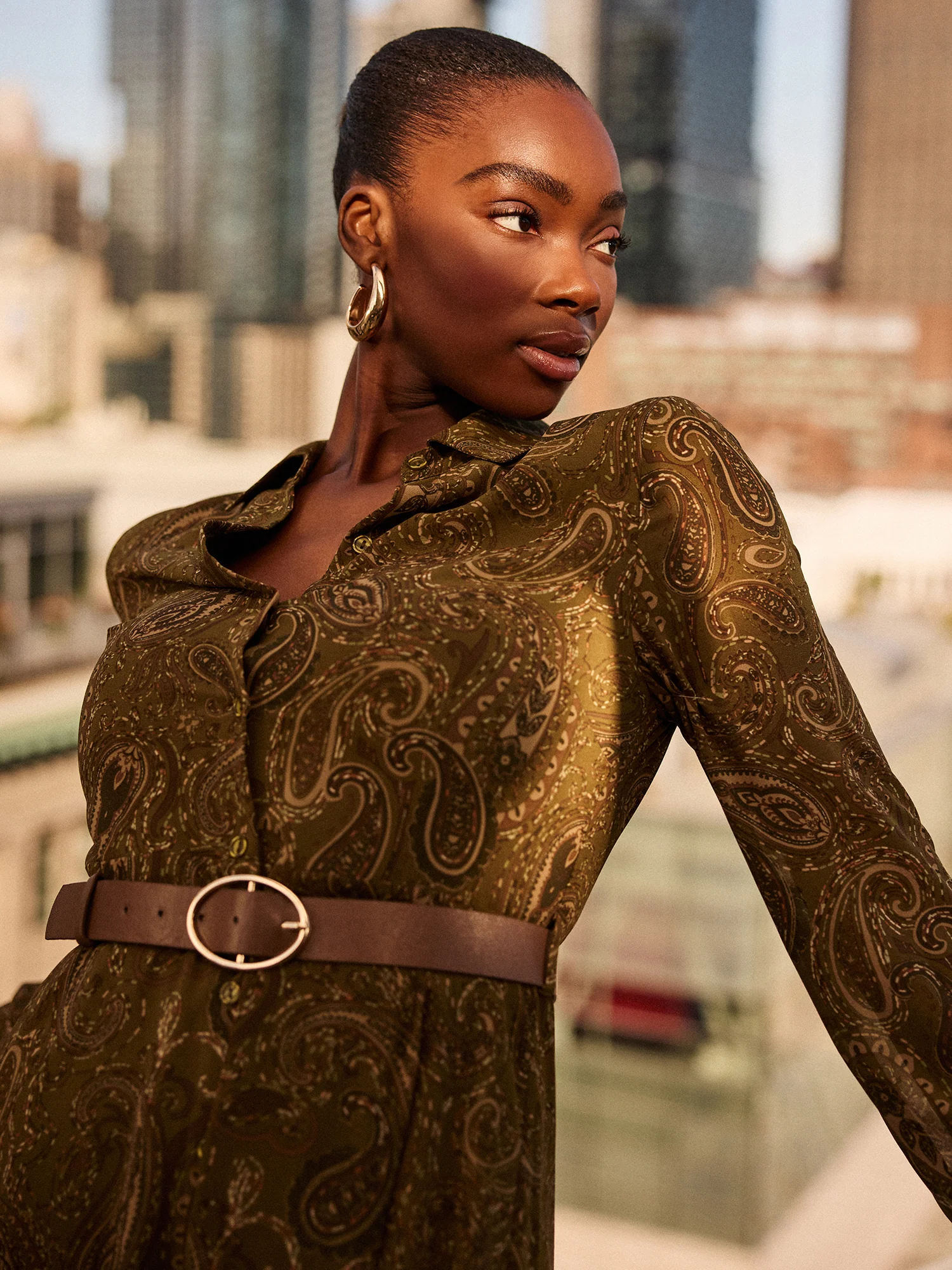 Paisley Print Chiffon Mini Shirt Dress - Image 6