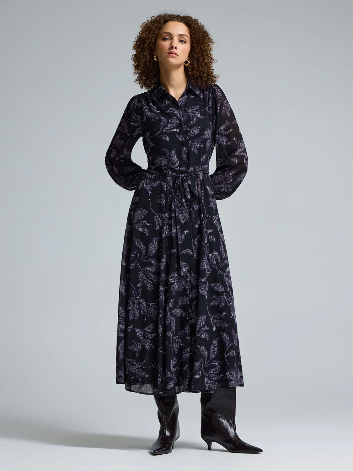 Floral Chiffon Maxi Shirt Dress - Image 3