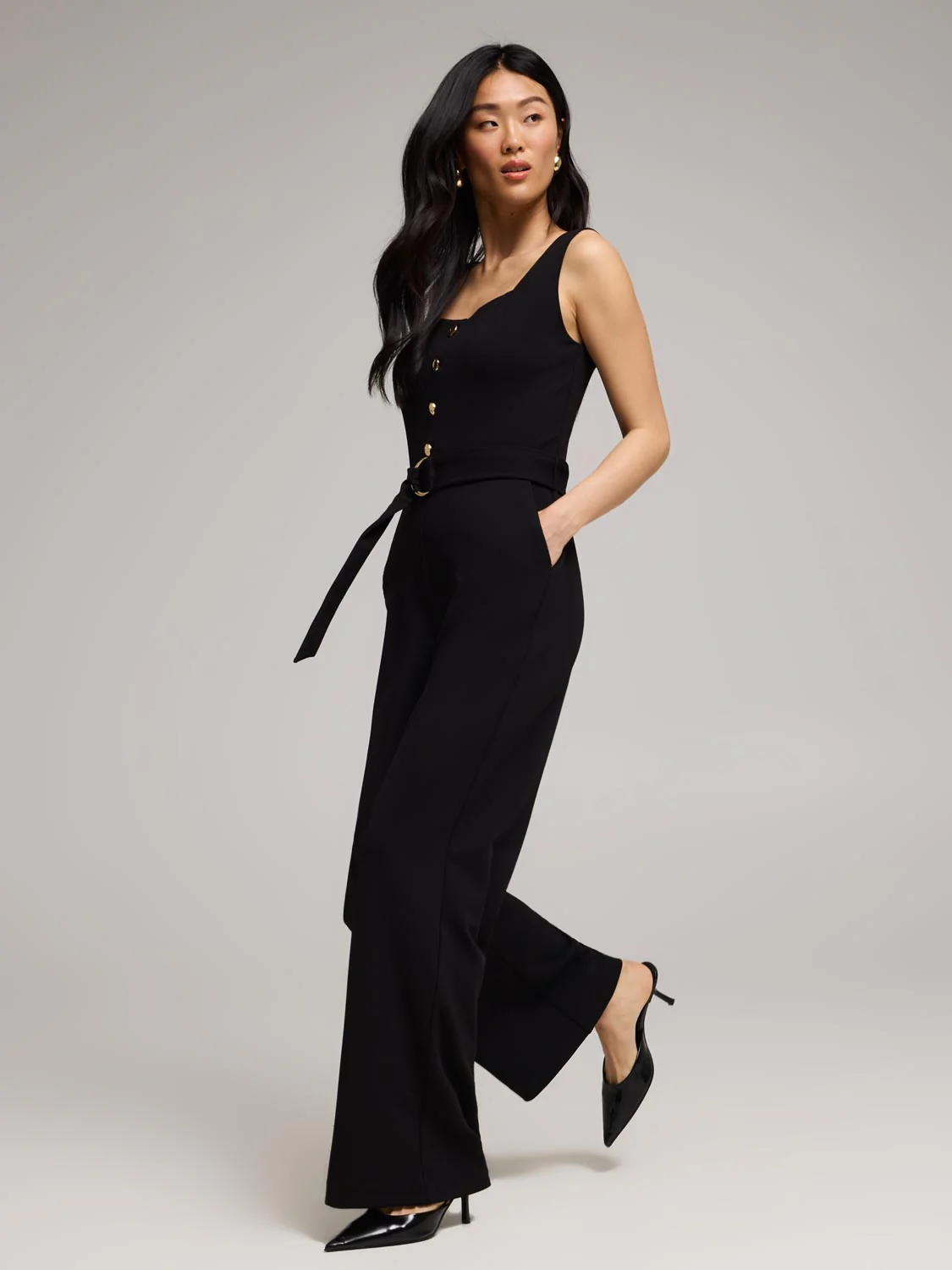 Button-Front Straight-Leg Jumpsuit - Image 4