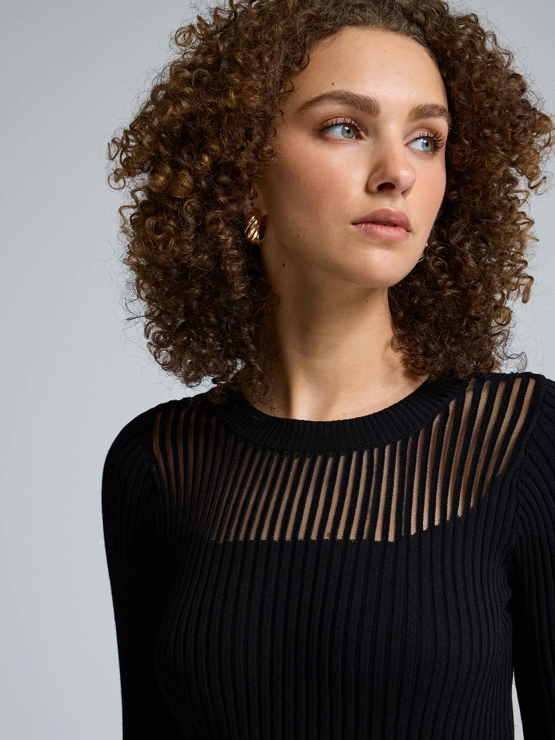 Sheer Yoke Flared Mini Dress - Image 3