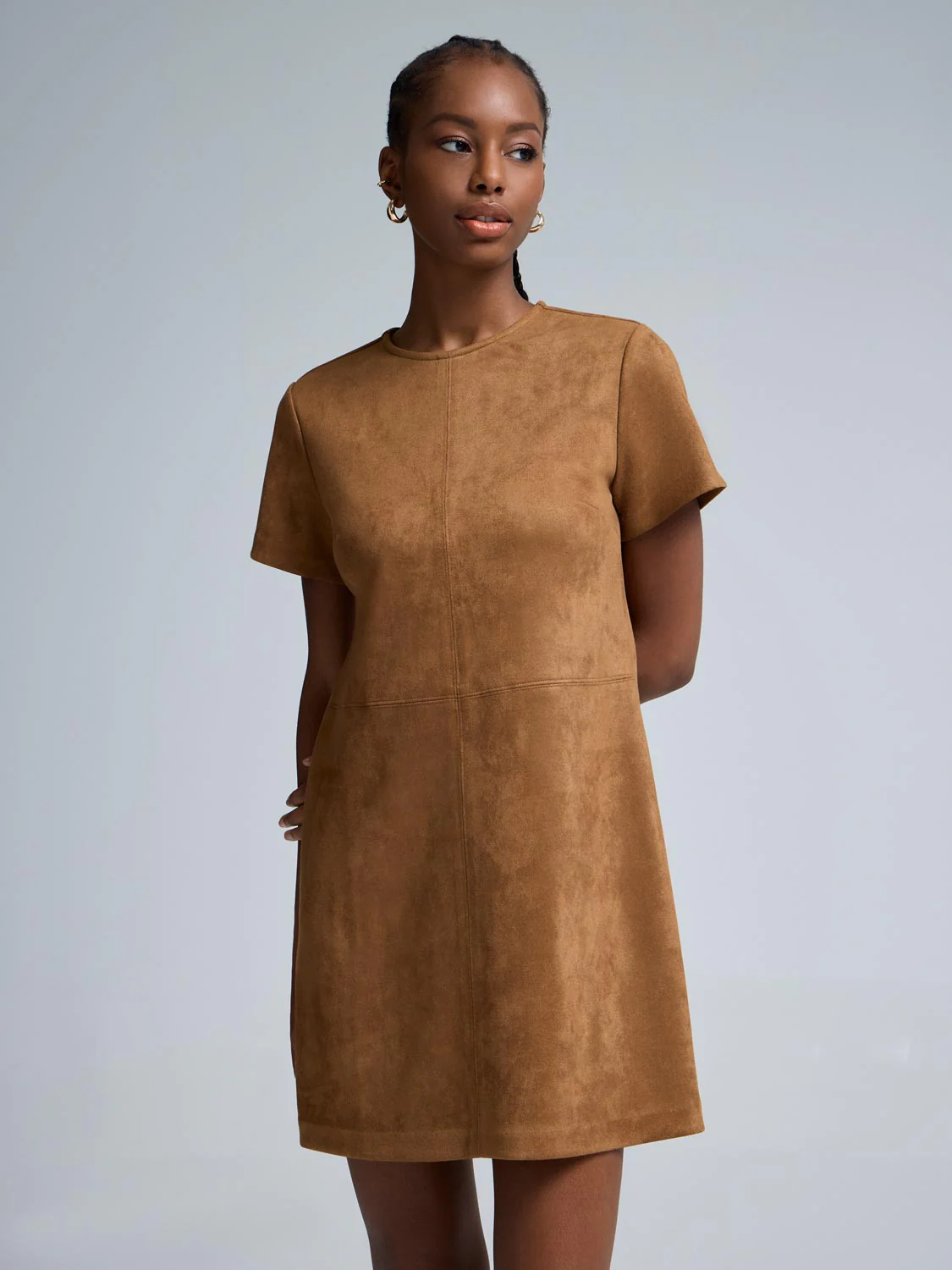 Faux Suede Mini Dress - Image 3