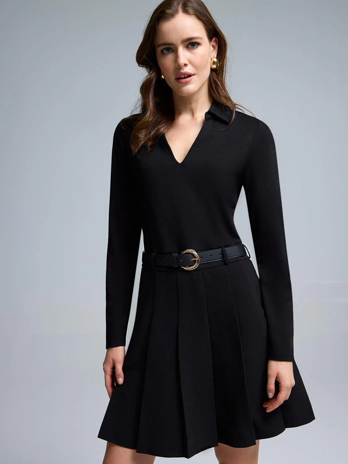 2-Fer Collared Pleated Mini Dress - Image 3