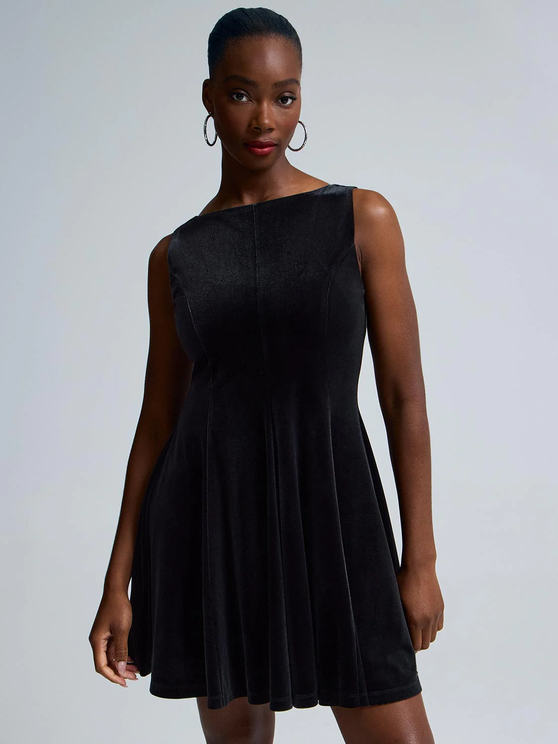 Sleeveless Velour Mini Dress - Image 3