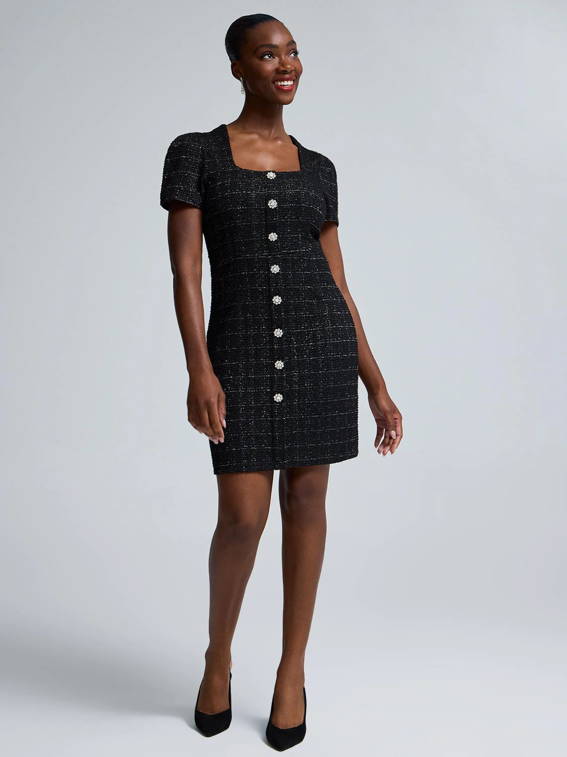 Metallic Boucle Mini Dress