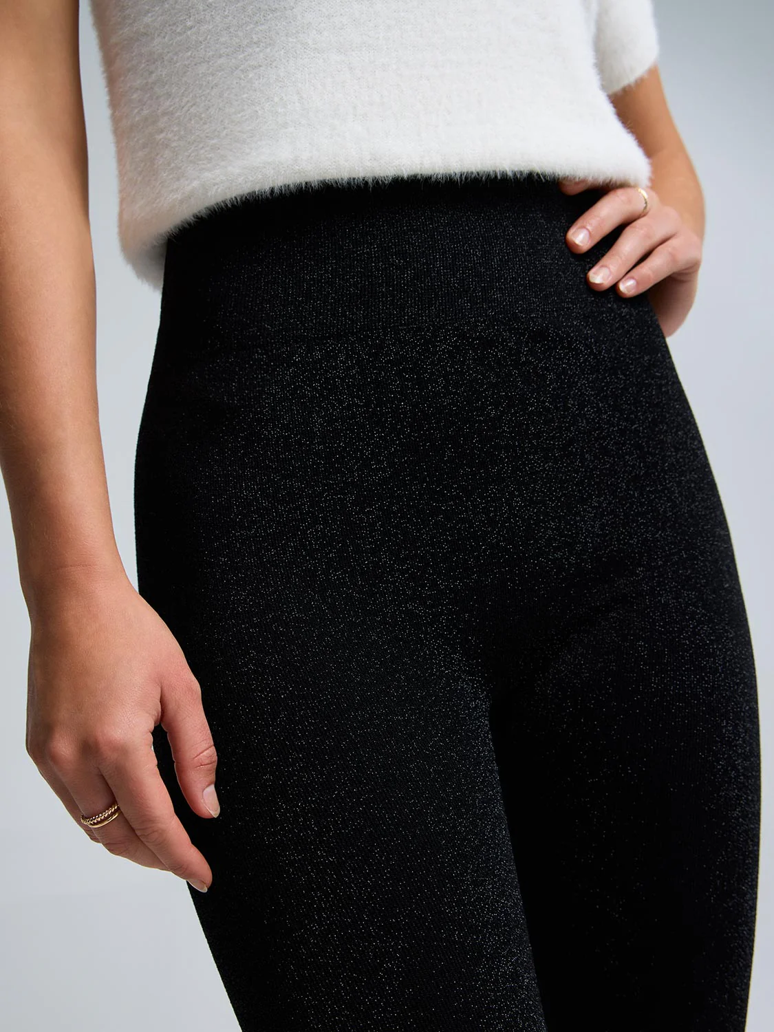 Metallic Fleece-Lined Leggings - Image 3