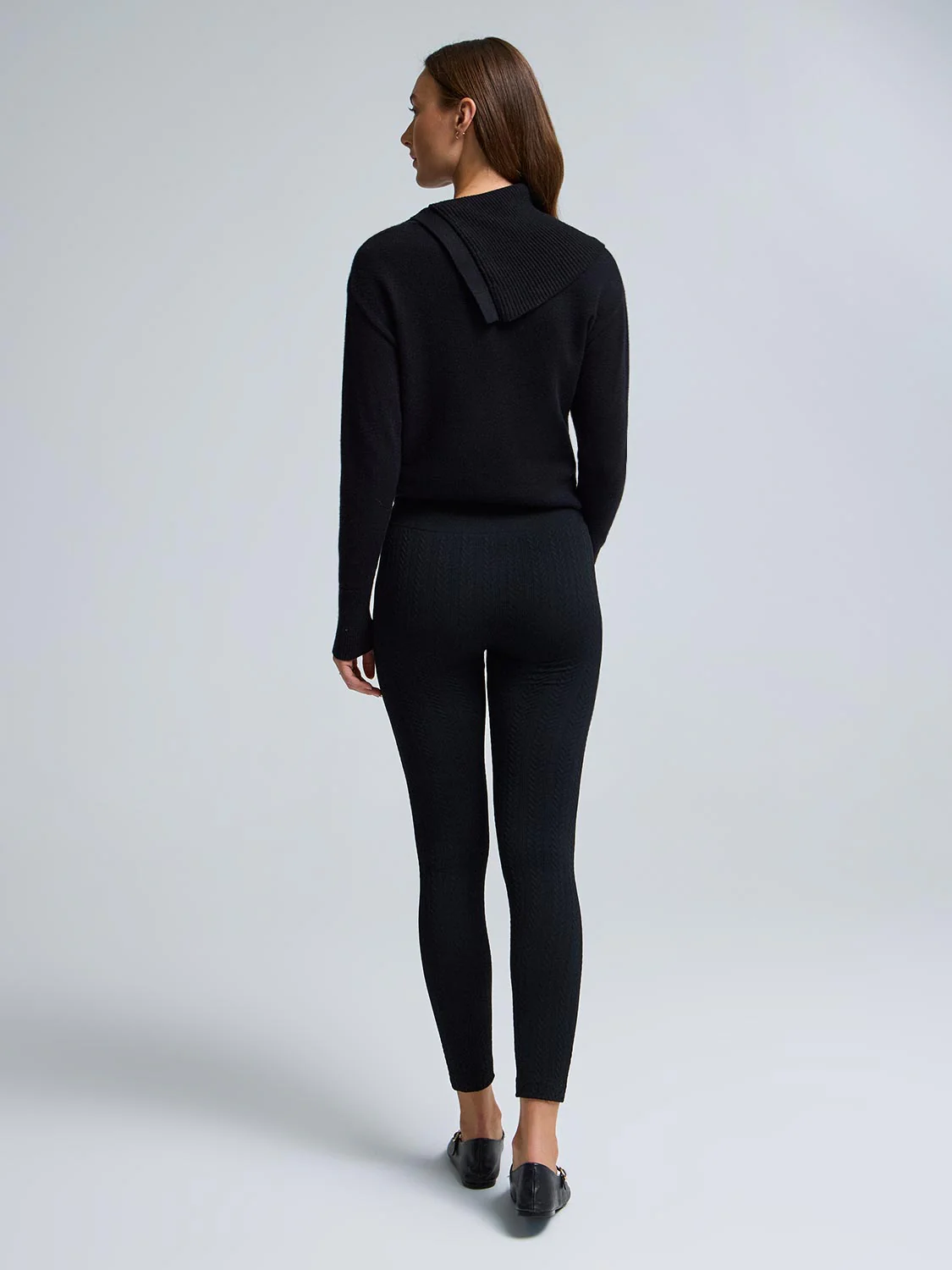Cable Knit Fleece Lined Seamless Leggings - Image 4