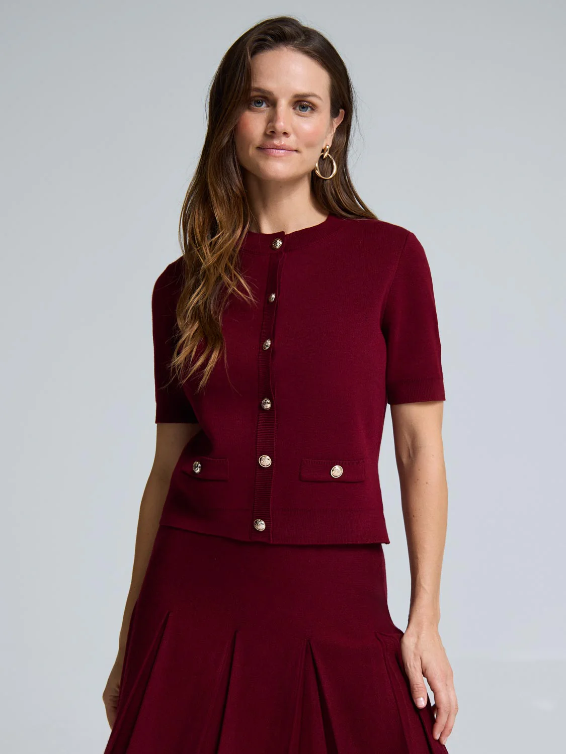 Short Sleeve Button-Up Cardigan