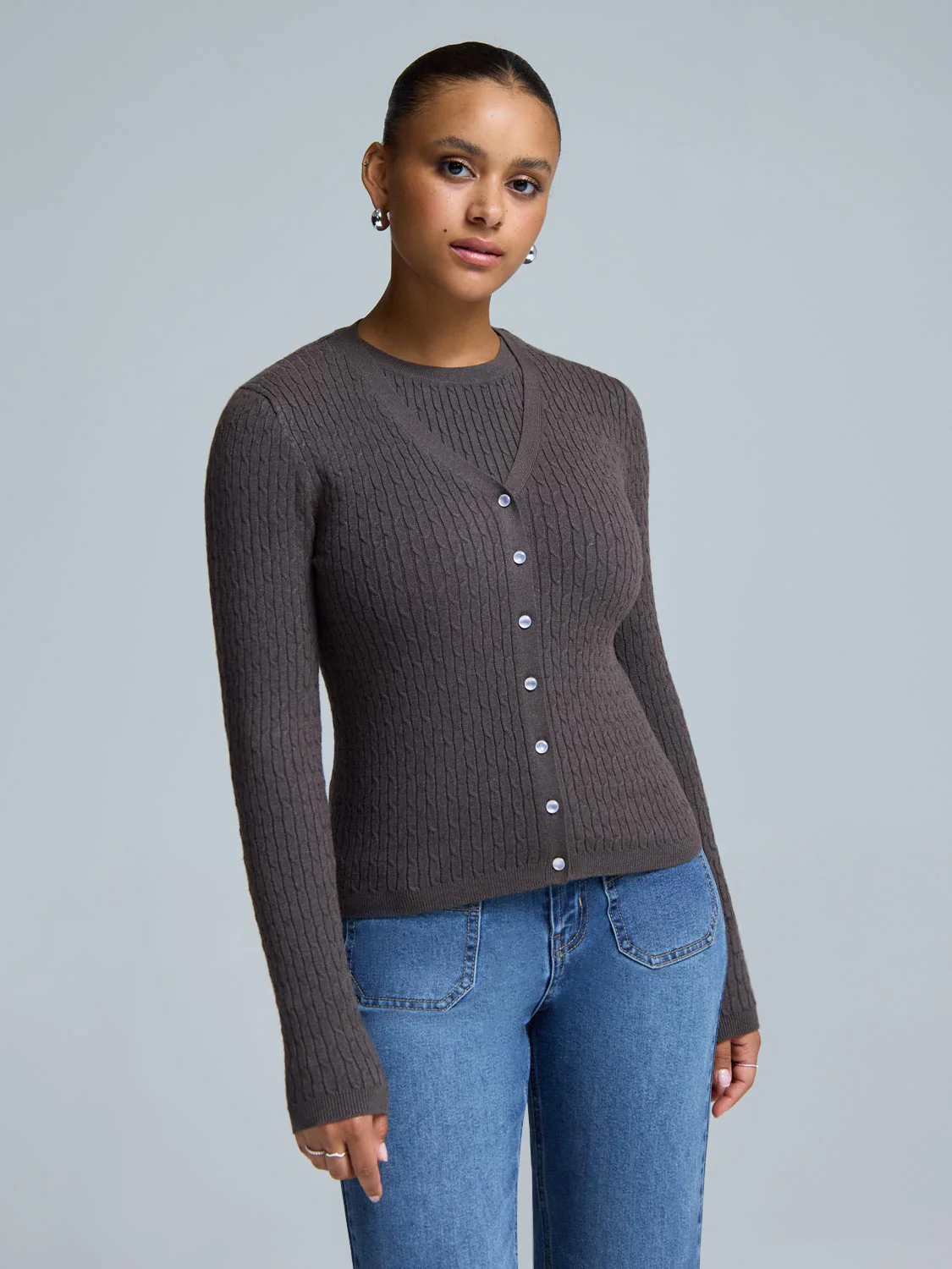 Cable Knit Button-Front Cardigan - Image 5