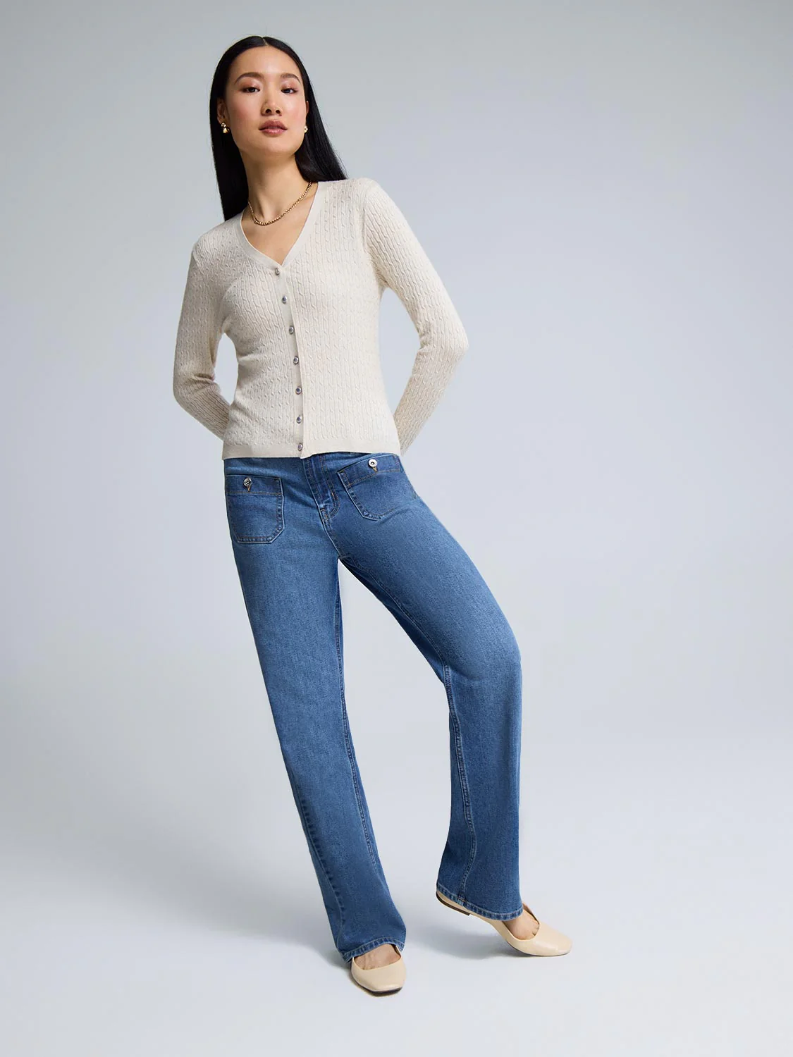 Cable Knit Button-Front Cardigan - Image 9
