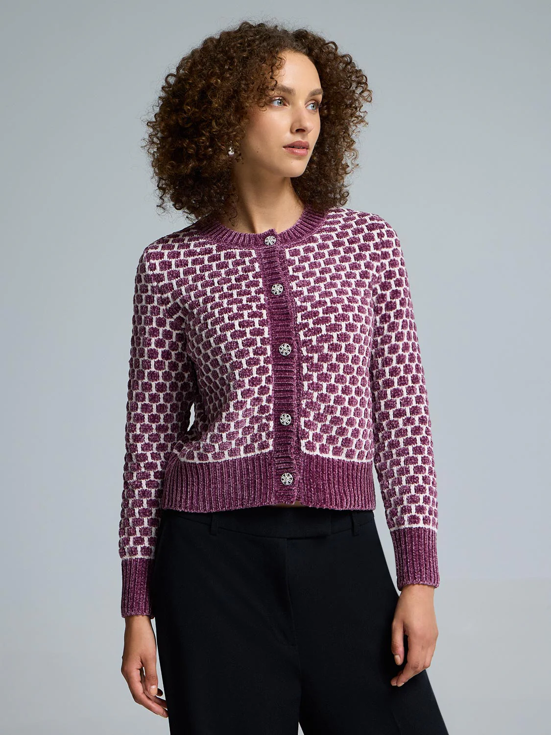 Chenille Jacquard Cardigan - Image 2