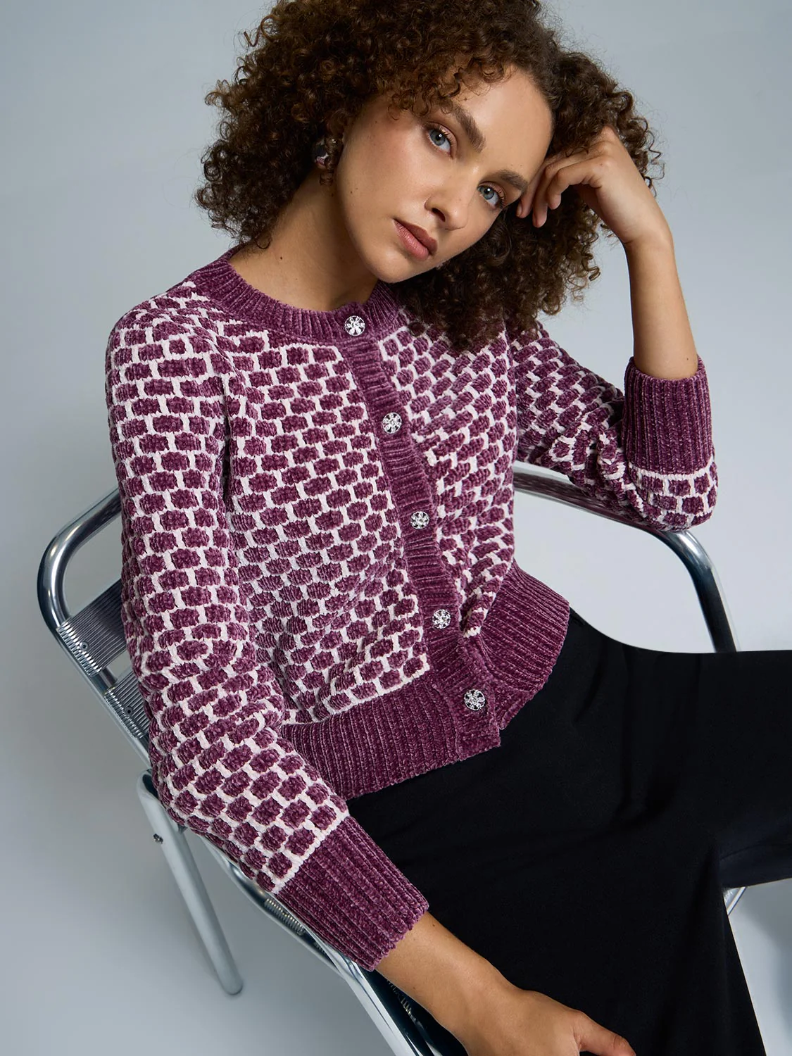 Chenille Jacquard Cardigan - Image 4