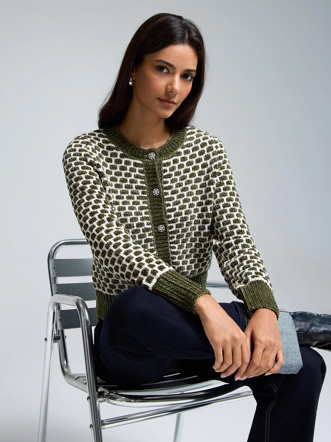 Chenille Jacquard Cardigan - Image 7