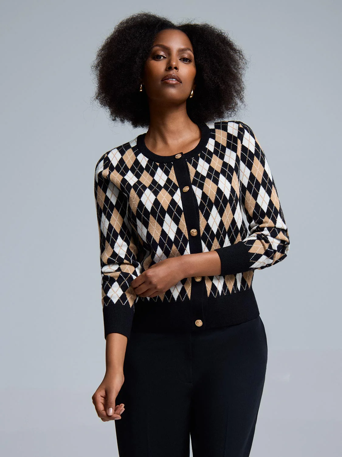 Jacquard Button-Front Cardigan - Image 2