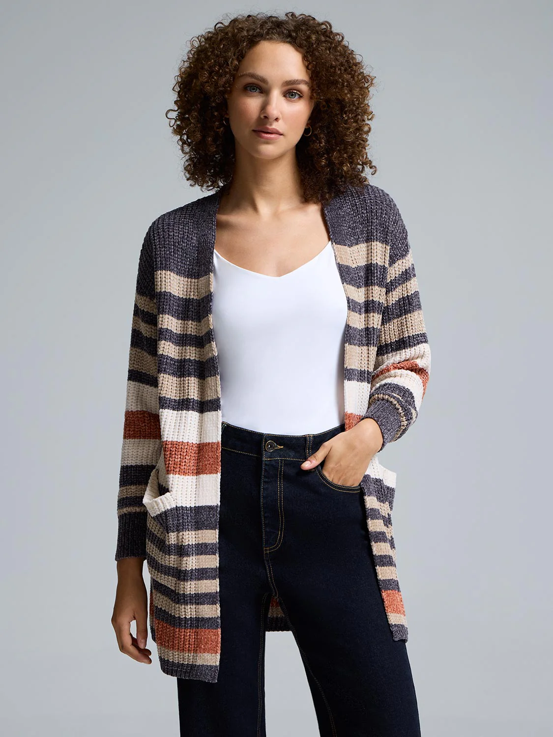 Striped Chenille Coatigan