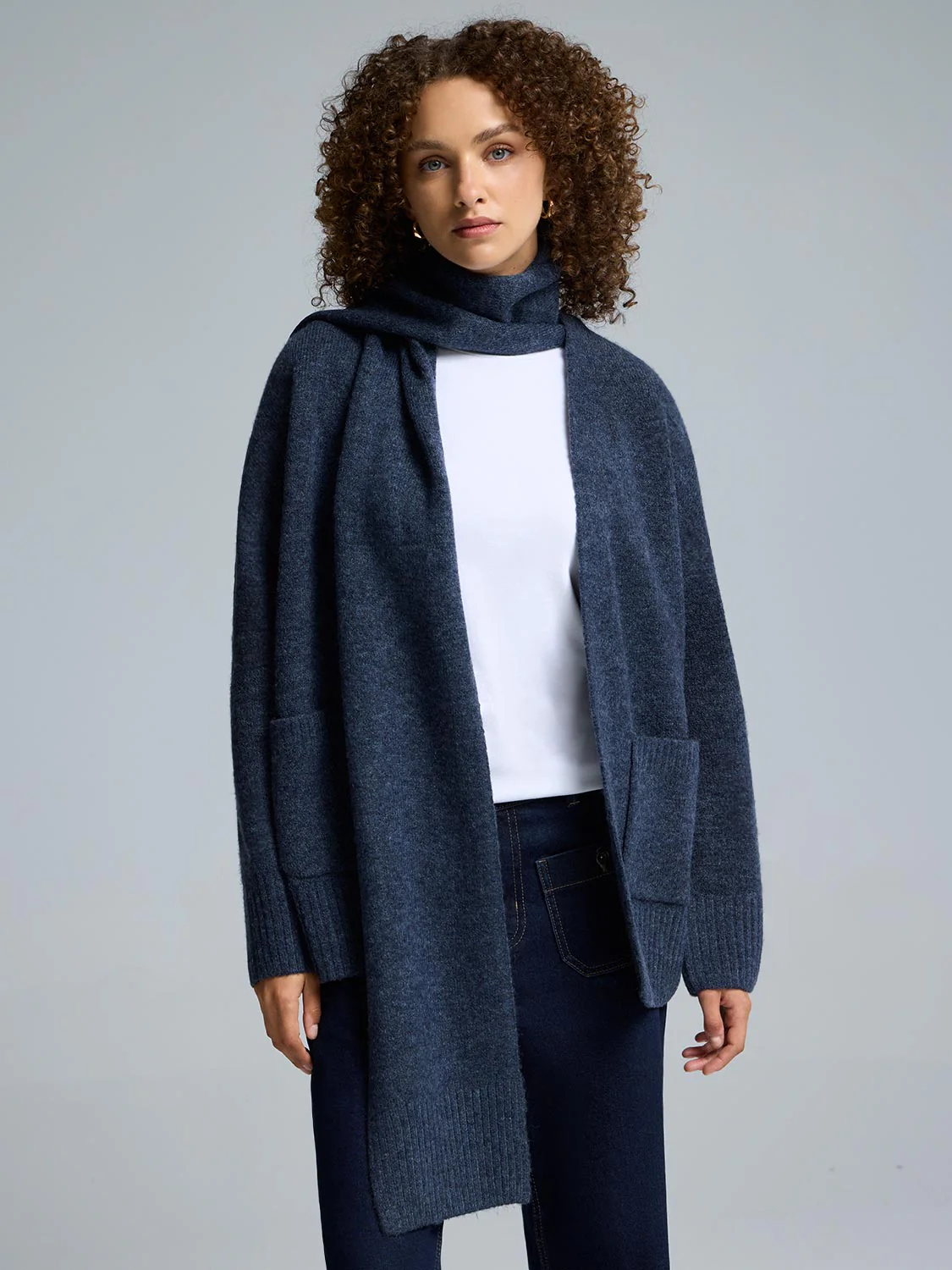 Duster Cardigan With Scarf - Image 2