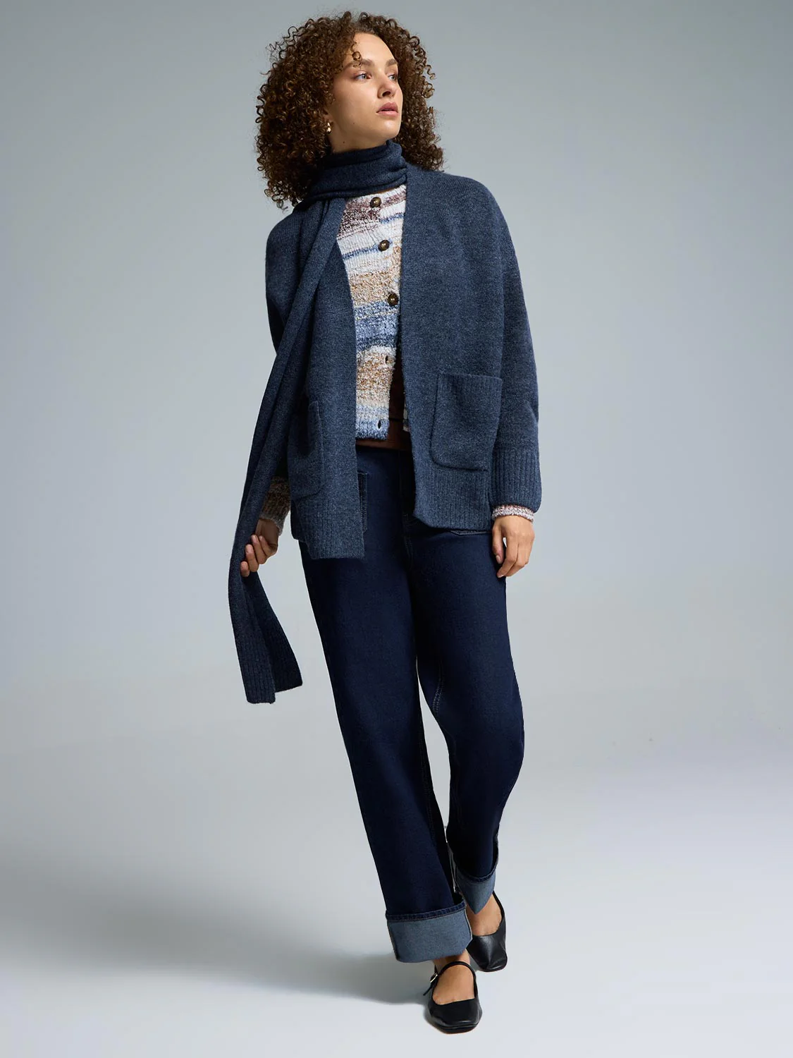 Duster Cardigan With Scarf - Image 5