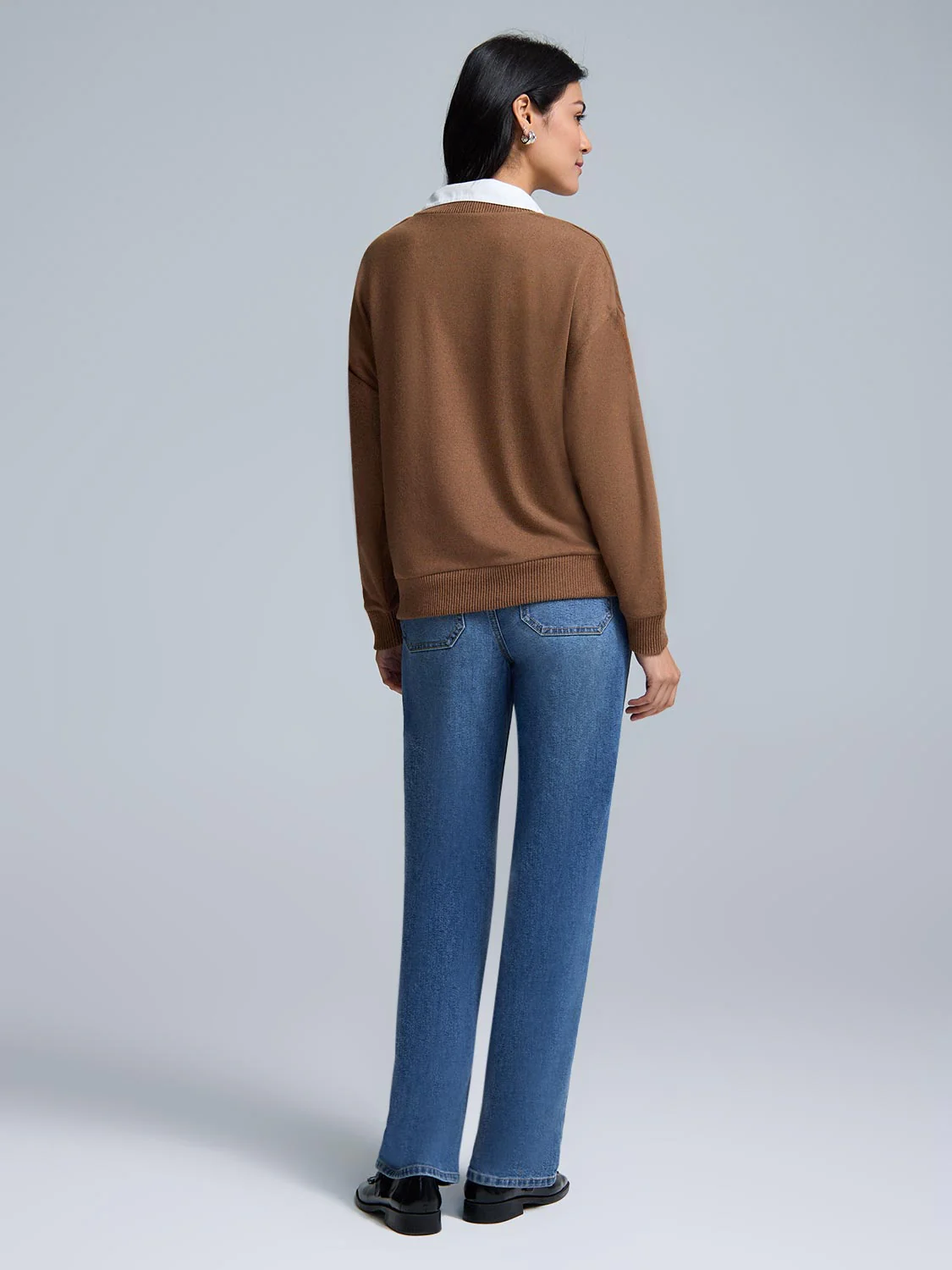 Poplin Collar Melange Top - Image 4