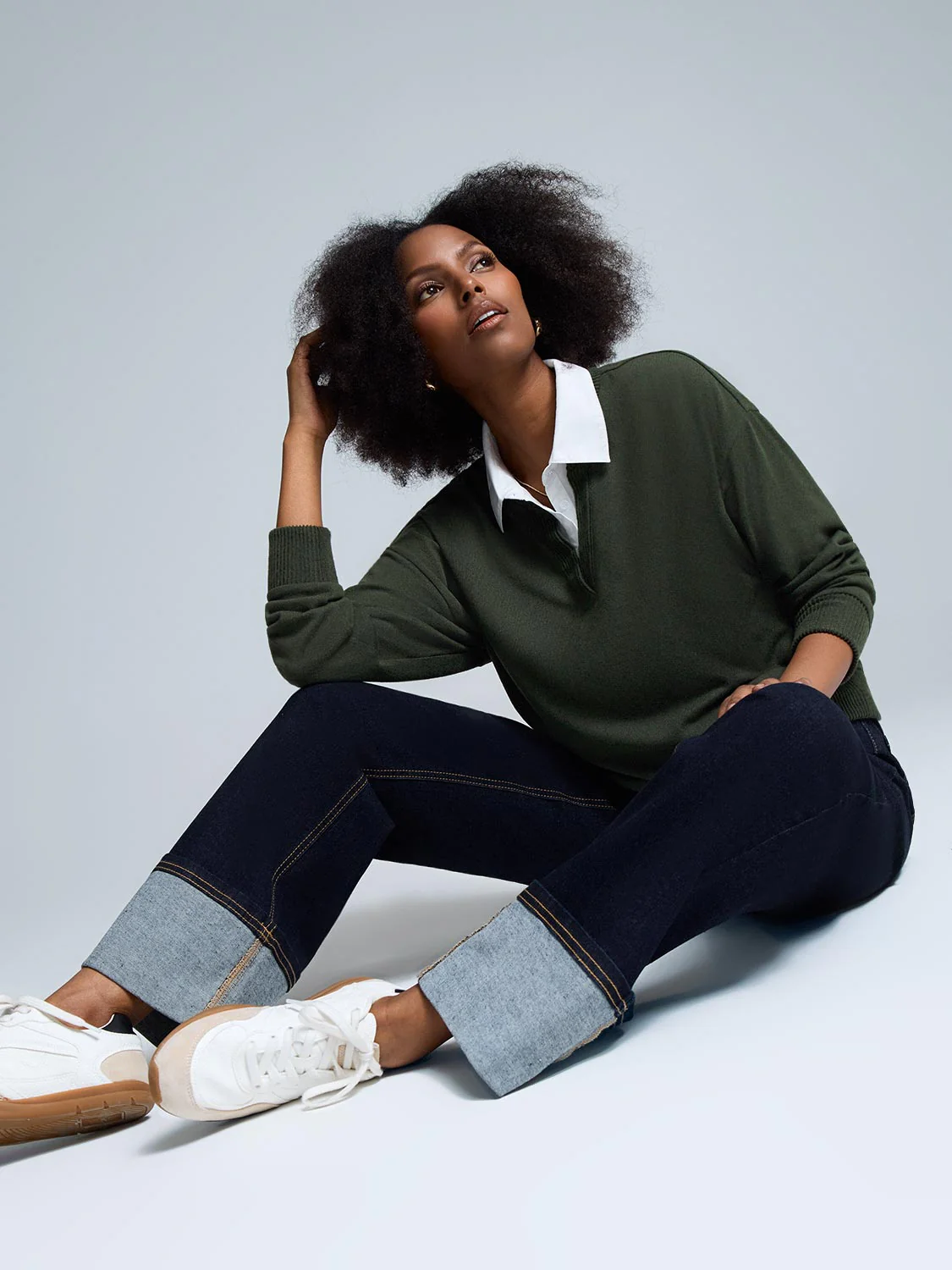Poplin Collar Melange Top - Image 5