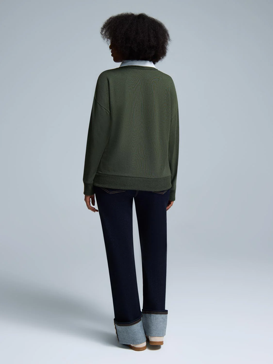 Poplin Collar Melange Top - Image 8
