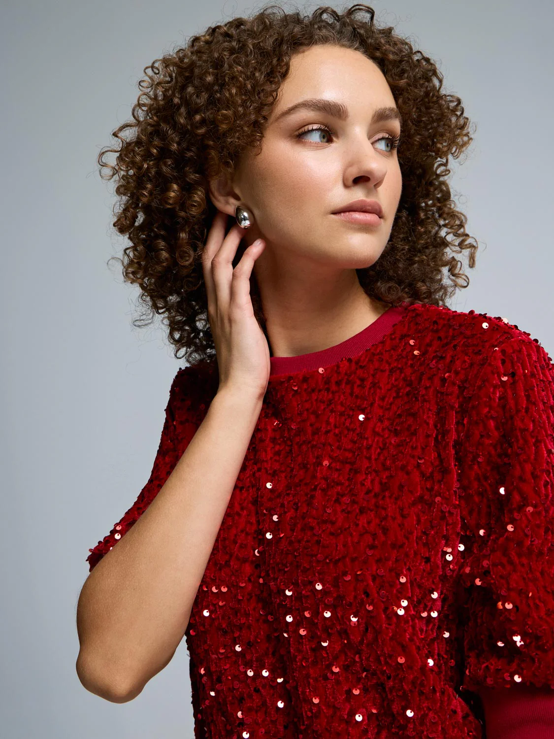 Sequin Velvet Elbow Sleeve Sweatshirt - Image 4