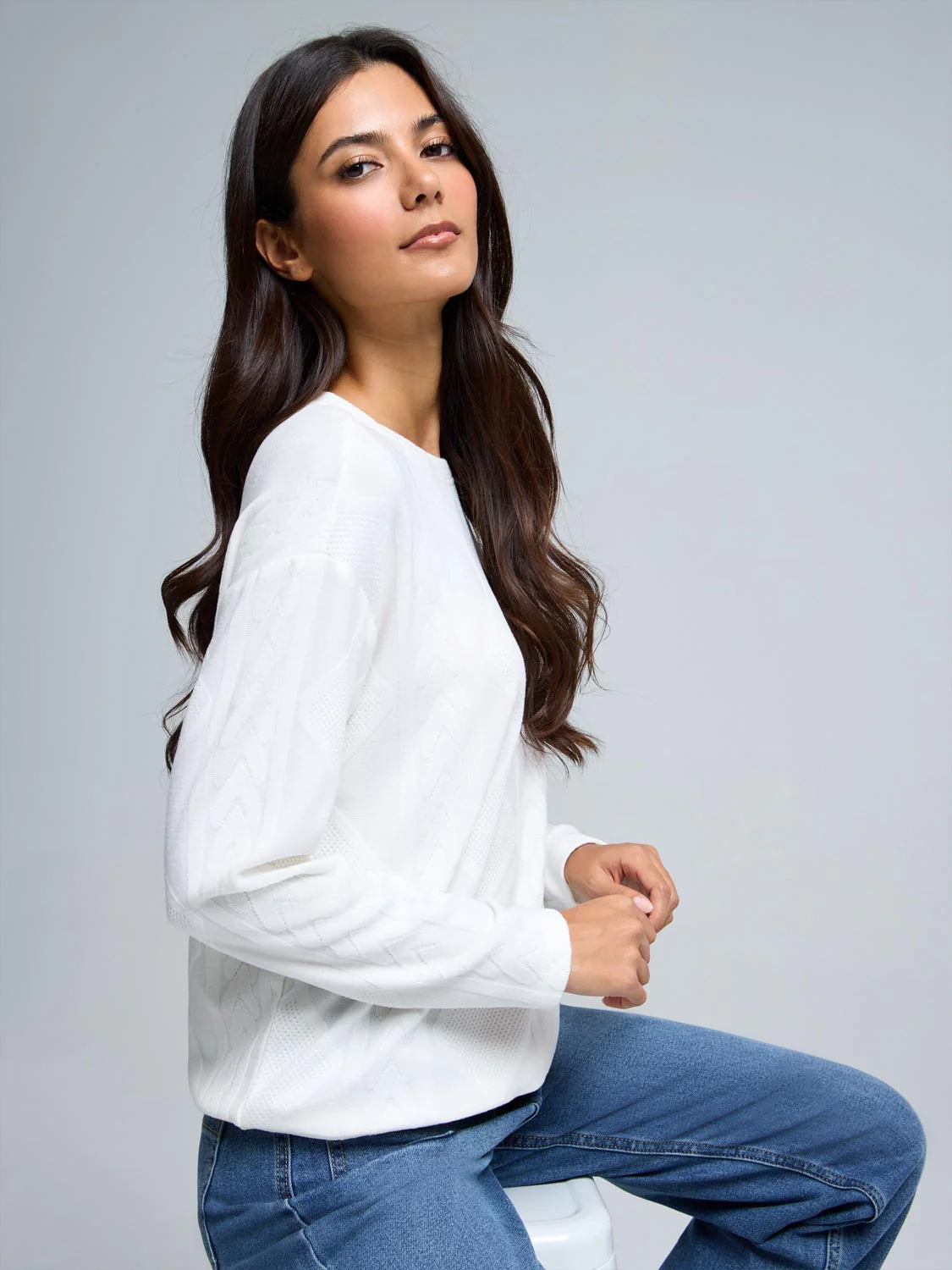 Cable Knit Jacquard Top - Image 3