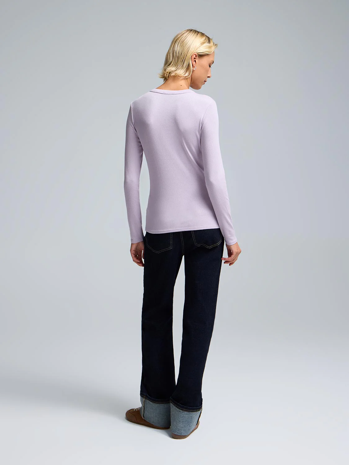 Button-Detail Ribbed Cotton Top - Image 4