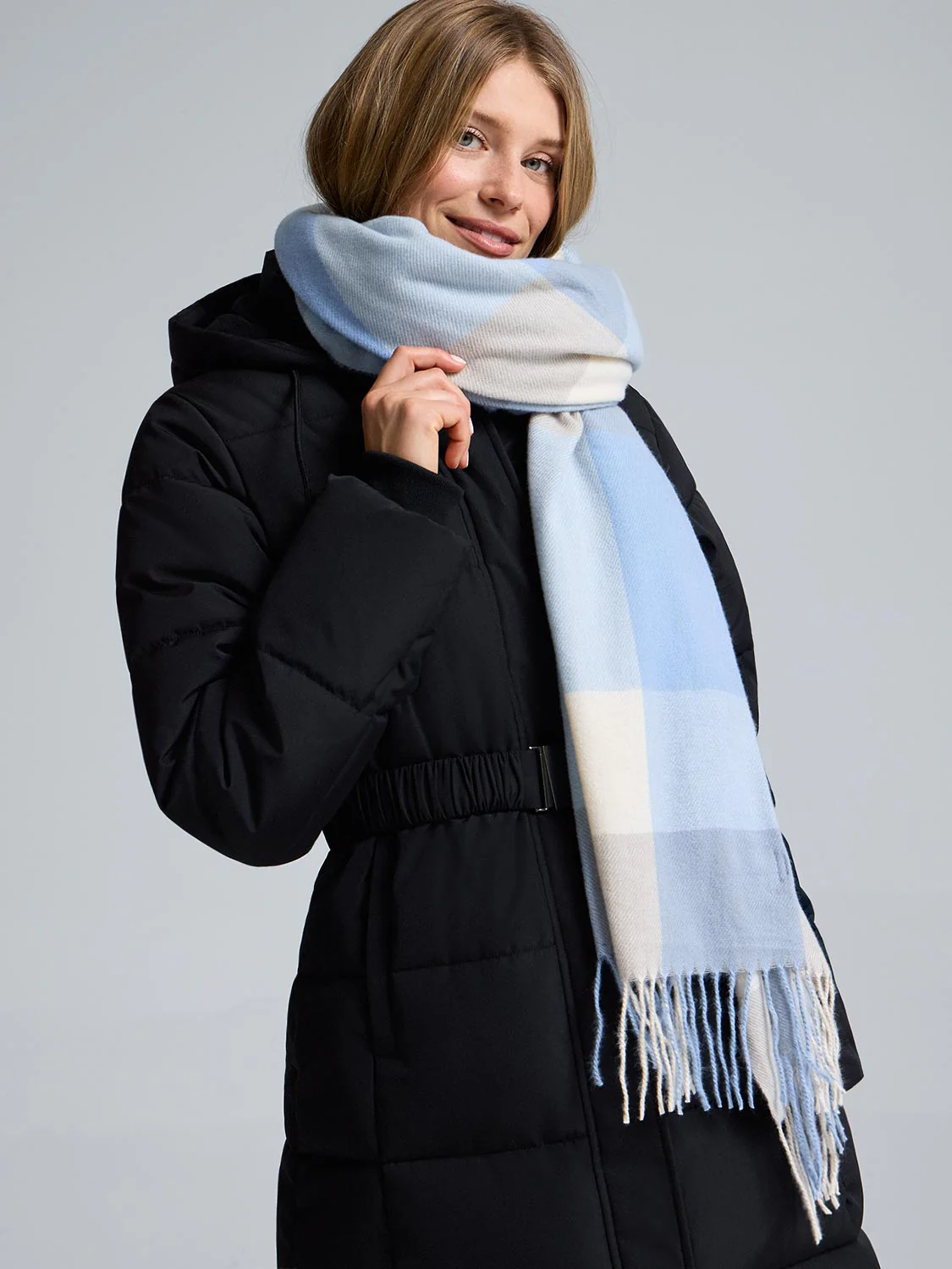 Soft Brushed Check Plaid Scarf