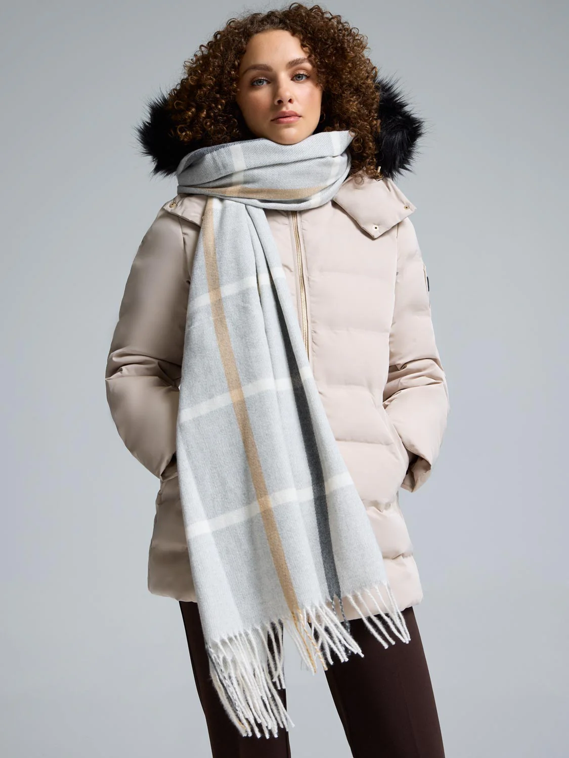 Soft Brushed Grid Scarf - Image 2