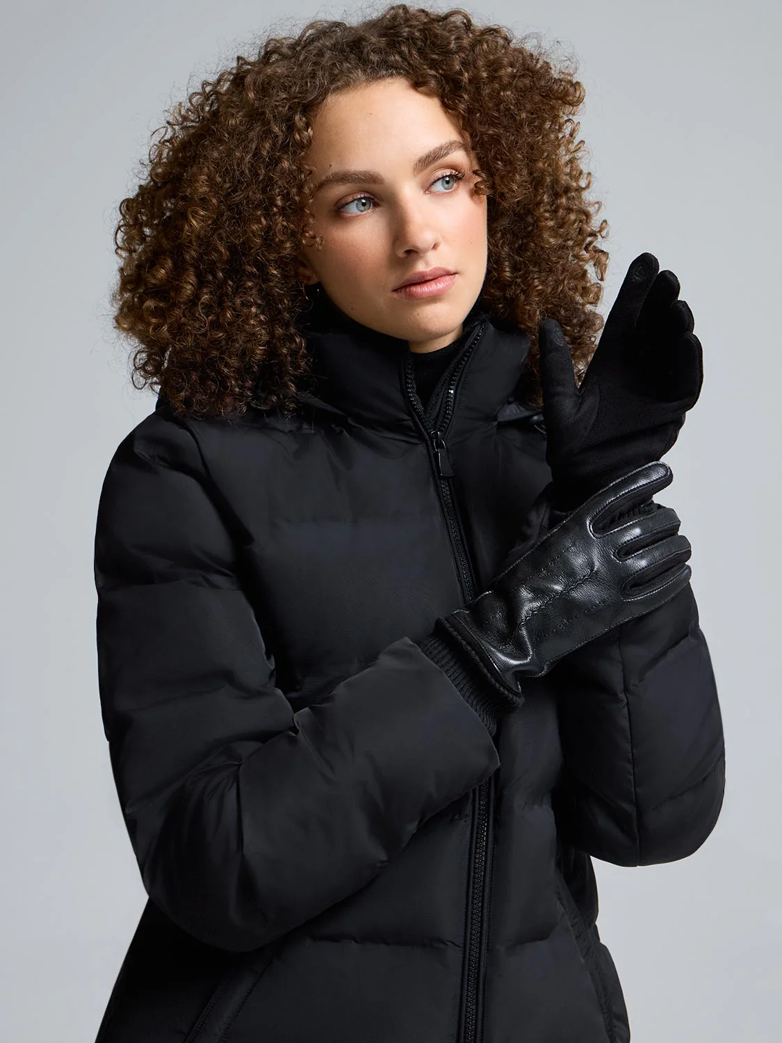 iTouch Ribbed Faux Leather Gloves - Image 2