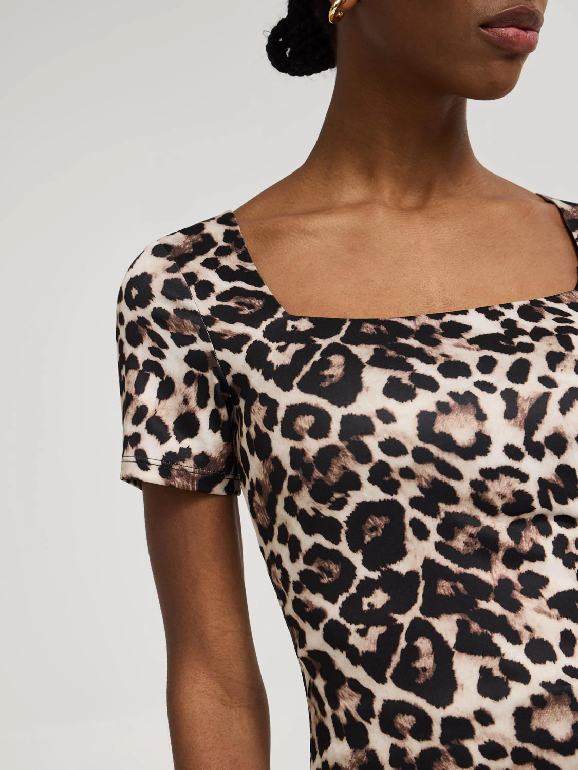 Double Layer Animal Print Square Neck T-Shirt - Image 2