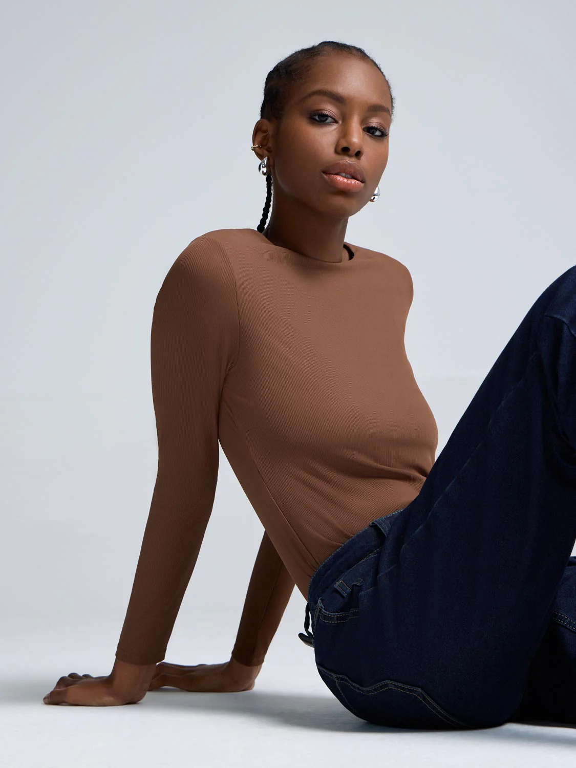 Double Layer Crew Neck Ribbed Top