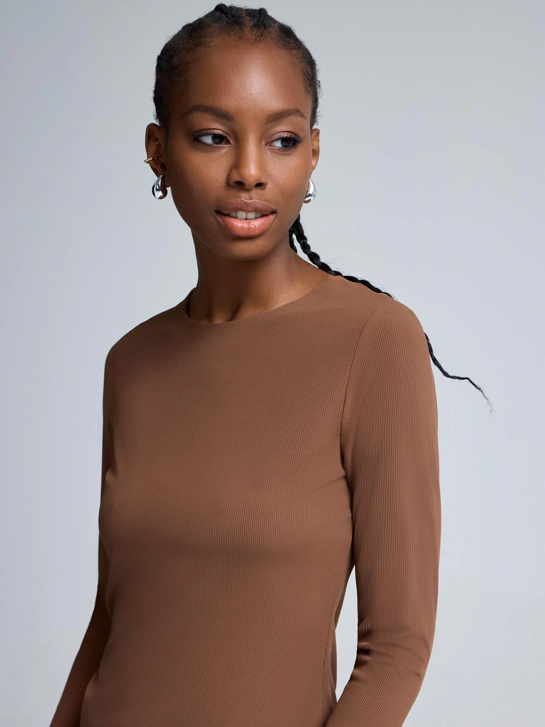 Double Layer Crew Neck Ribbed Top - Image 2
