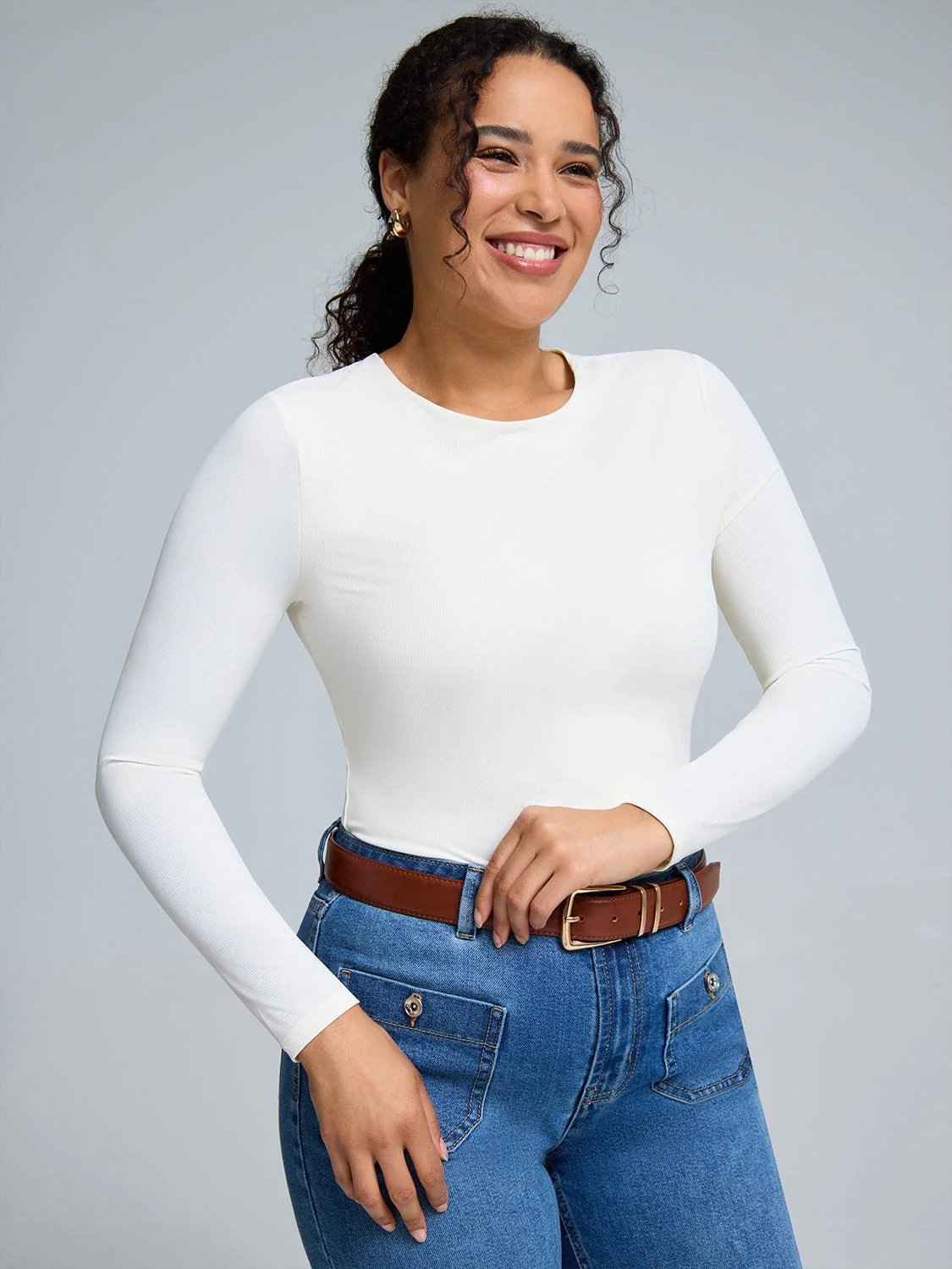 Double Layer Crew Neck Ribbed Top - Image 9