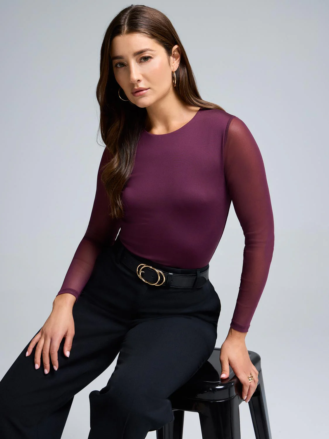 Mesh Sleeve Double Layer Top - Image 5