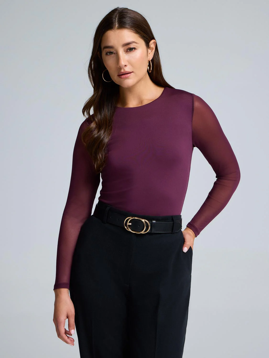 Mesh Sleeve Double Layer Top - Image 7