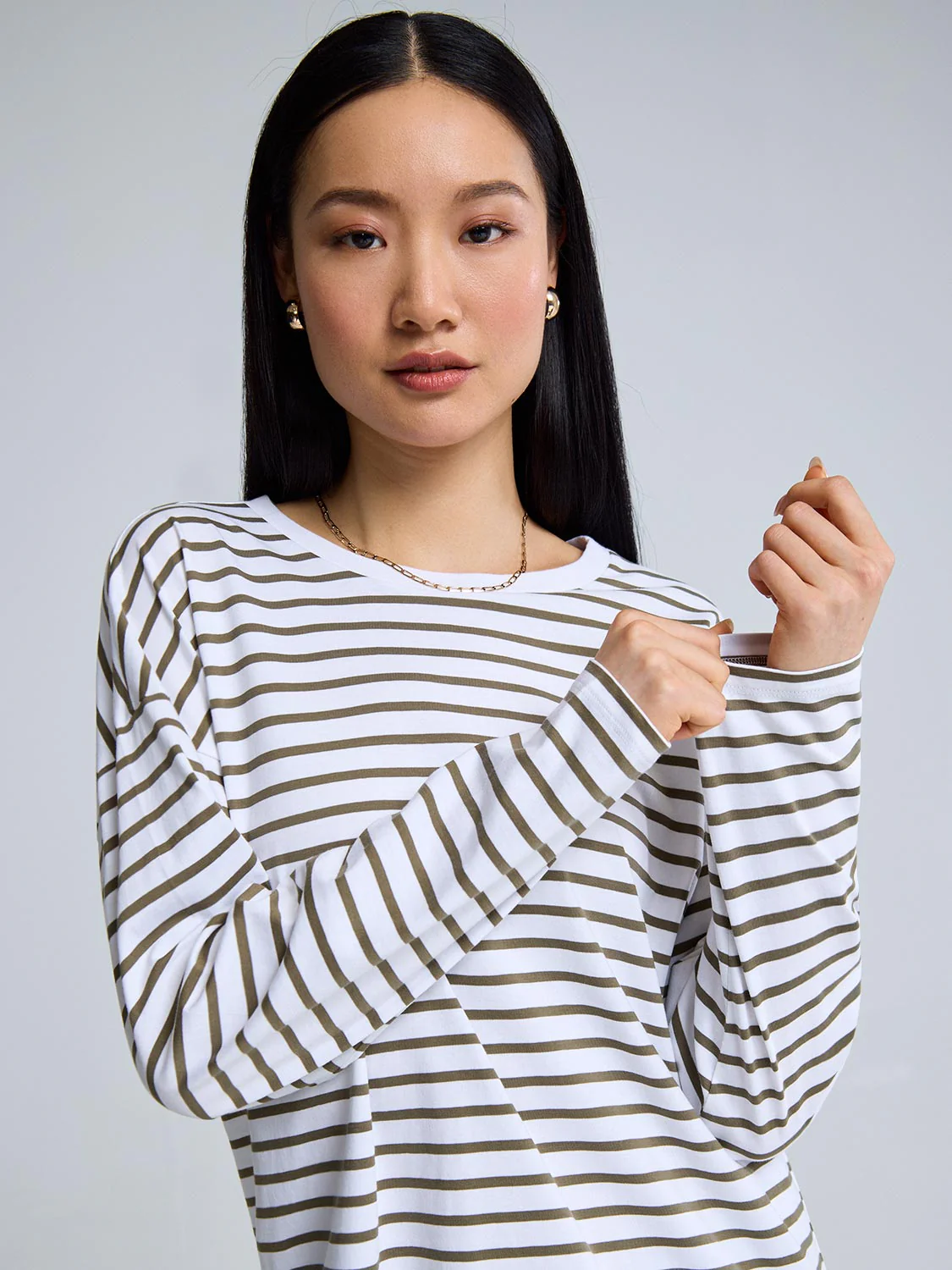Striped Long Sleeve Cotton T-Shirt - Image 2