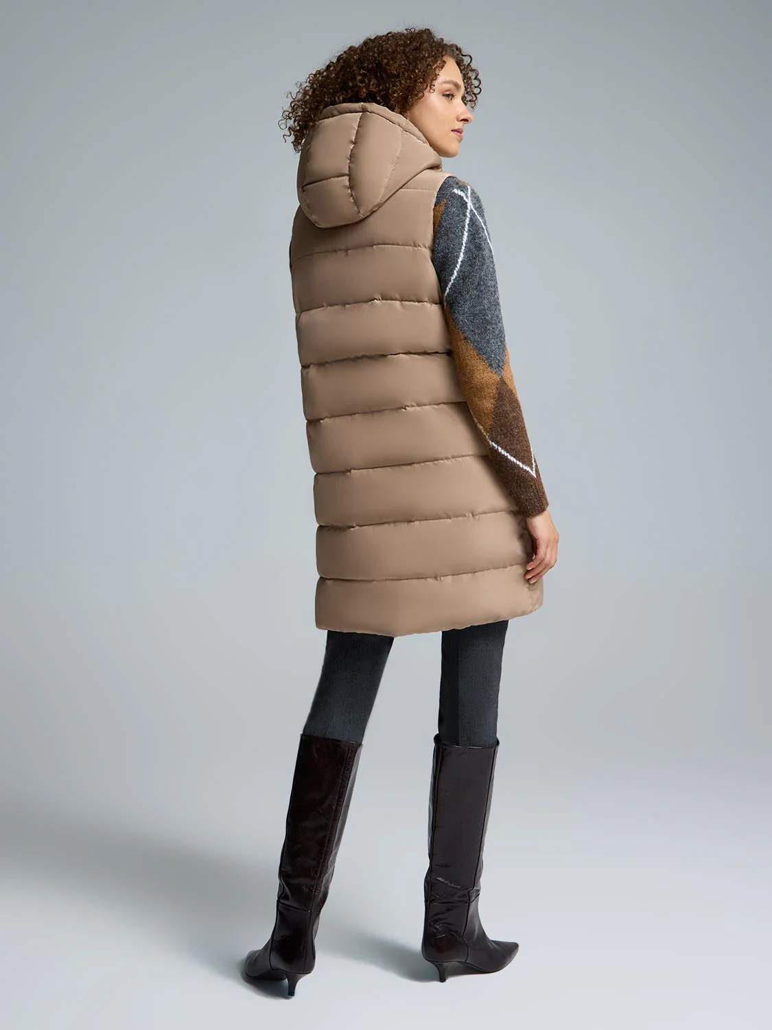 Long Hooded Puffer Vest - Image 6