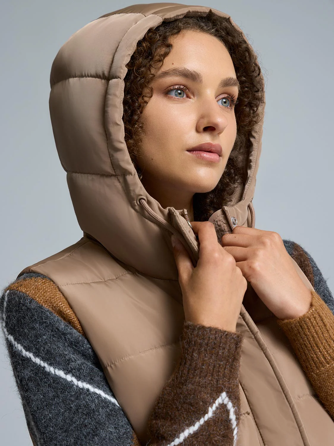 Long Hooded Puffer Vest - Image 8