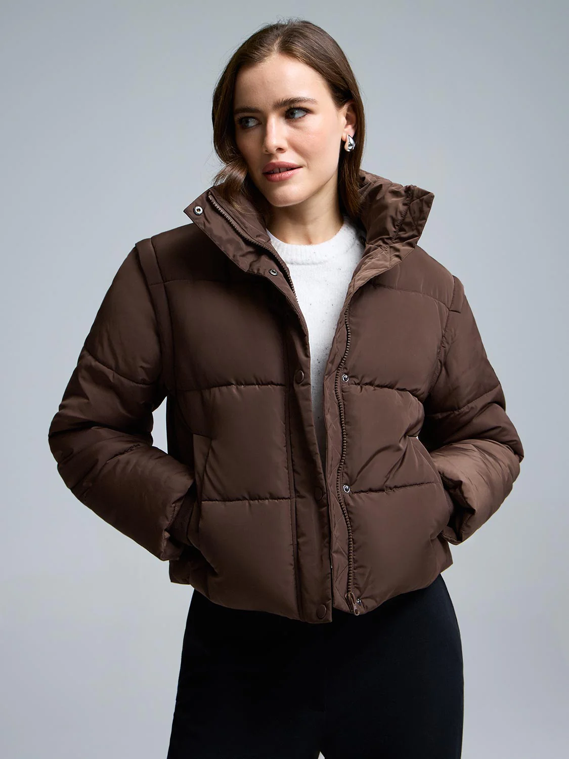 Short Puffer With Removable Sleeves - Image 8